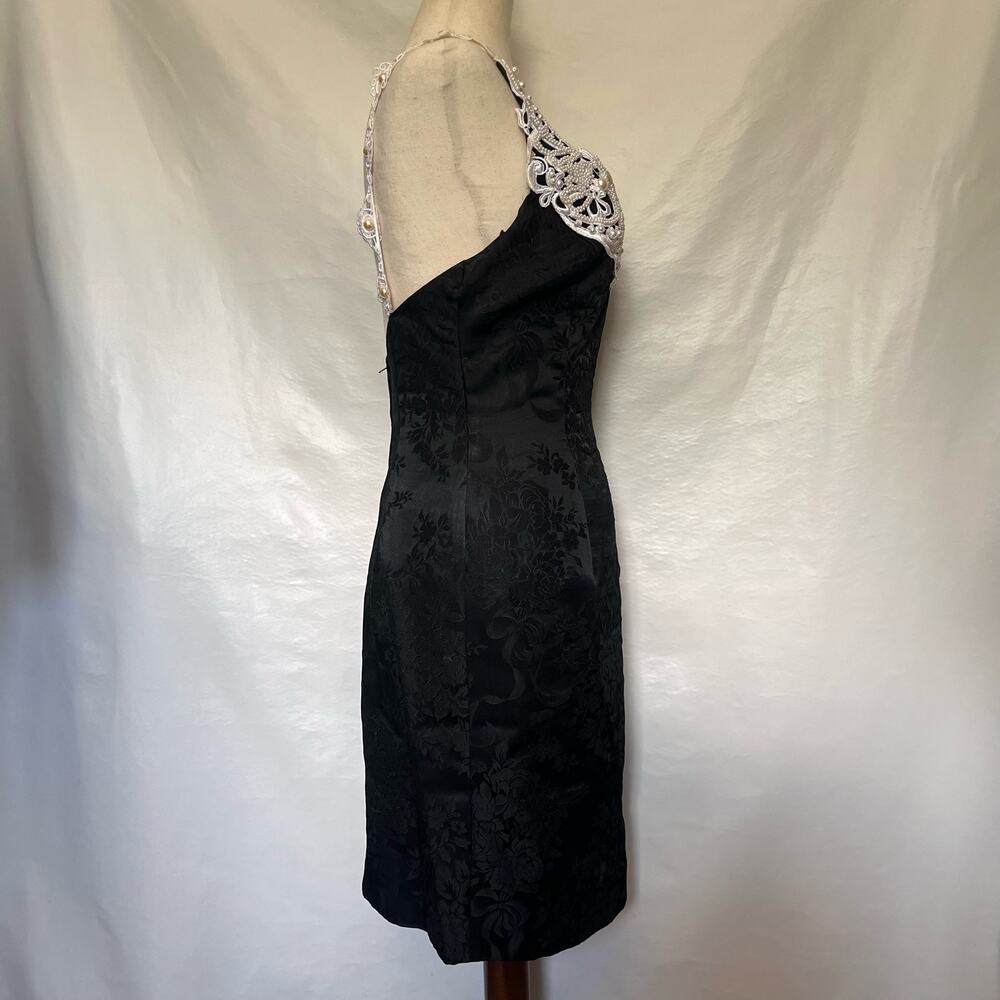 Vtg Y2K Scott McClintock Damask Lace Pearl Dress 6 Gothic Romantic Prom Glam USA - Picture 5 of 16